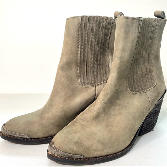 Jeffrey Campbell Bentley 2 Western Leather Bootie Gray - Picture 2 of 5